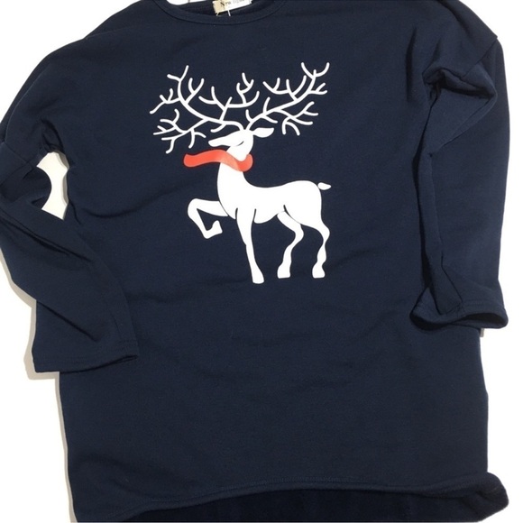 New Light Fashion Holiday Fleece Pullover Sweatshirt Women's XL Pockets Reindeer - Picture 1 of 7